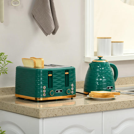 Rapid Boil 1.7L Kettle and 4 Slice Toaster Set - Green