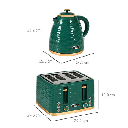 Rapid Boil 1.7L Kettle and 4 Slice Toaster Set - Green