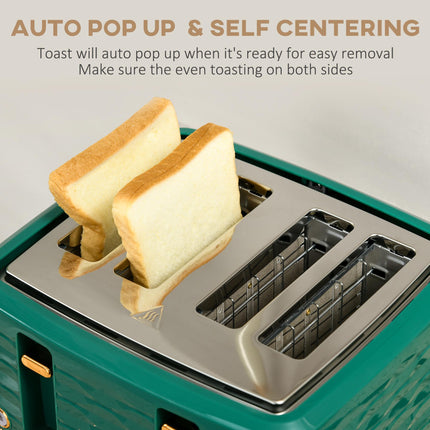 Rapid Boil 1.7L Kettle and 4 Slice Toaster Set - Green