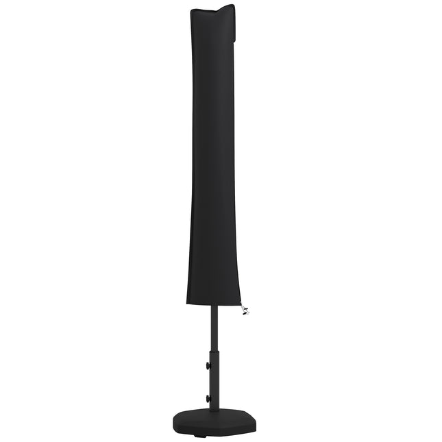 Waterproof Outdoor Parasol Cover with Zipper and Buckle 420D Oxford Fabric - Black