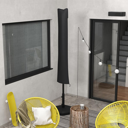 Waterproof Outdoor Parasol Cover with Zipper and Buckle 420D Oxford Fabric - Black