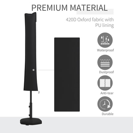 Waterproof Outdoor Parasol Cover with Zipper and Buckle 420D Oxford Fabric - Black
