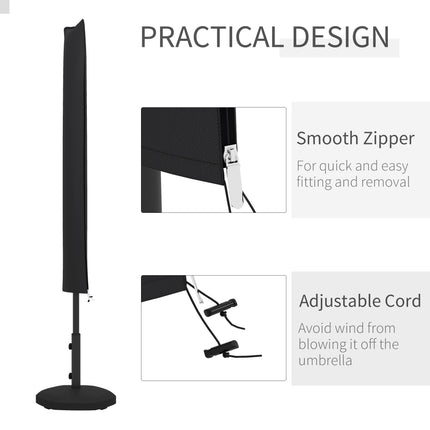 Waterproof Outdoor Parasol Cover with Zipper and Buckle 420D Oxford Fabric - Black