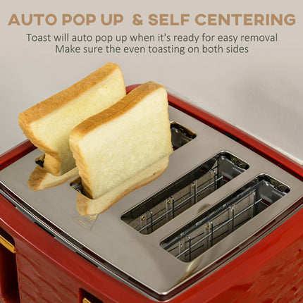 2 Piece 1.7L Kettle and 4-Slice Toaster Set 3000W Rapid Boil - Red