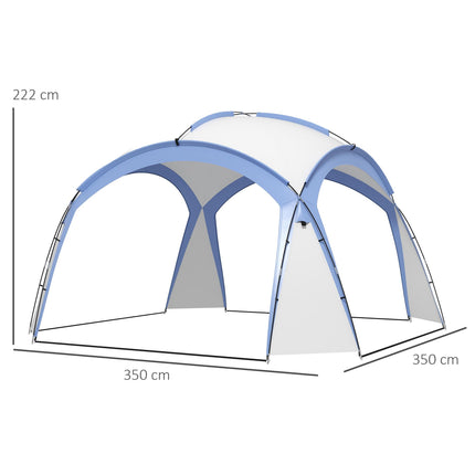3.5 x 3.5M Outdoor Camping Gazebo PU Coated Polyester Dome Shelter - Light Blue