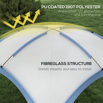 3.5 x 3.5M Outdoor Camping Gazebo PU Coated Polyester Dome Shelter - Light Blue