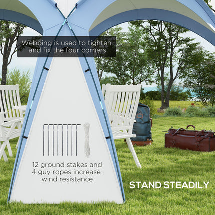 3.5 x 3.5M Outdoor Camping Gazebo PU Coated Polyester Dome Shelter - Light Blue