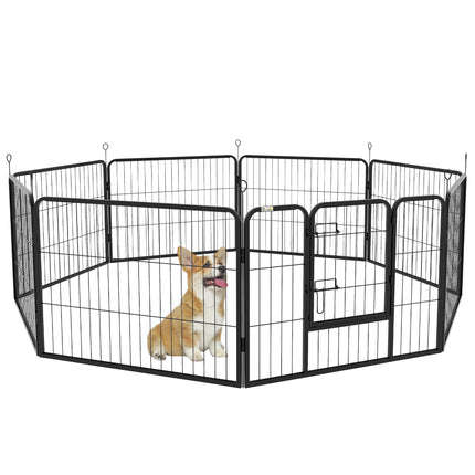 Steel 8 Panel Dog PlayPen for Small Dogs - Black