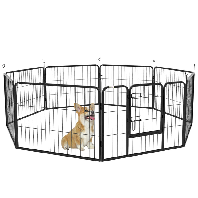 Steel 8 Panel Dog PlayPen for Small Dogs - Black