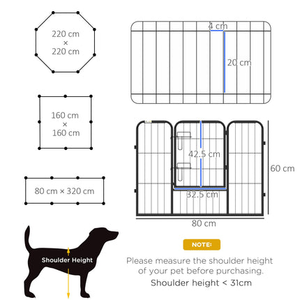 Steel 8 Panel Dog PlayPen for Small Dogs - Black