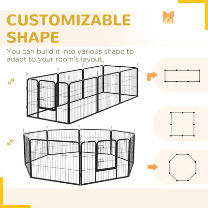 Steel 8 Panel Dog PlayPen for Small Dogs - Black