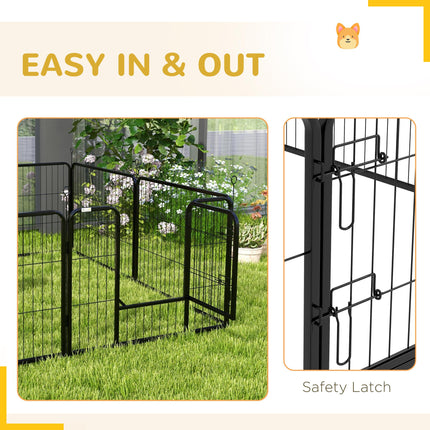 Steel 8 Panel Dog PlayPen for Small Dogs - Black