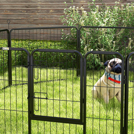 Steel 8 Panel Dog PlayPen for Small Dogs - Black