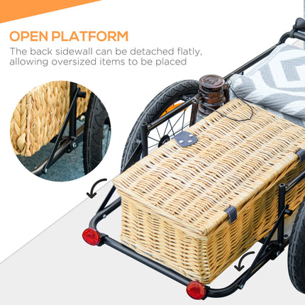 Steel Bike Cargo Trailer with 65L Foldable Storage Box, Reflectors, 40KG Load Capacity - Blue
