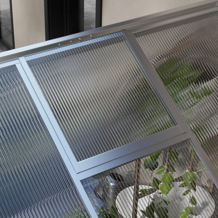 10 x 6ft Aluminium Polycarbonate Greenhouse Set with Rain Gutters - Clear