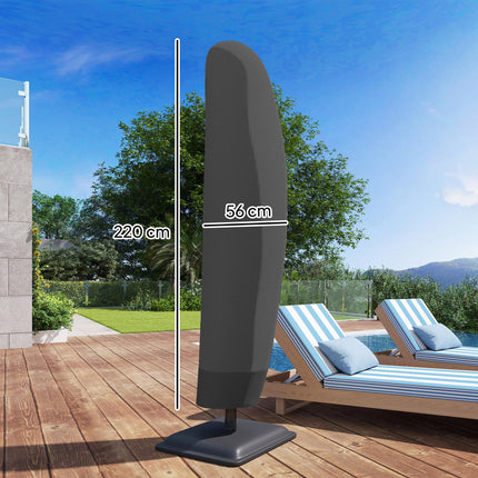 600D Oxford Cantilever Parasol Cover for 2-4m Umbrellas with Zipper - Black