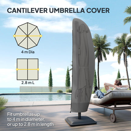 600D Oxford Cantilever Parasol Cover for 2-4m Umbrellas with Zipper - Black