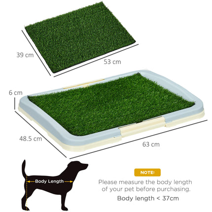 Puppy Training Pad Indoor Portable with Artificial Grass, Grid Panel & Tray 63x48.5cm - Blue White Green