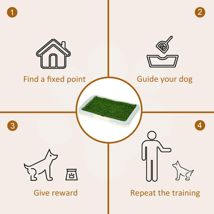 Puppy Training Pad Indoor Portable with Artificial Grass, Grid Panel & Tray 63x48.5cm - Blue White Green