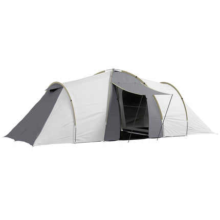 4 Person Waterproof Tunnel Tent with Two Bedrooms and Vestibule - Green