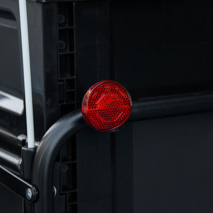 Steel Bike Trailer with 65L Foldable Cargo Box, Reflectors, 40KG Load Capacity - Black