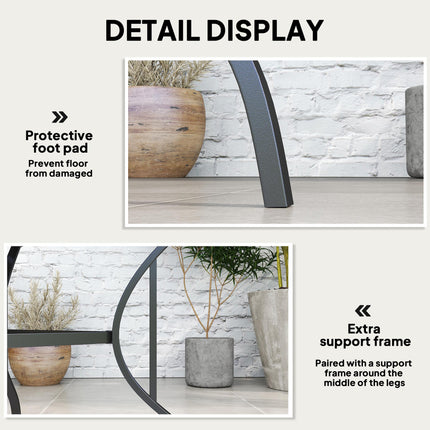 4 Seater Steel Garden Dining Table with Parasol Hole - Dark Grey