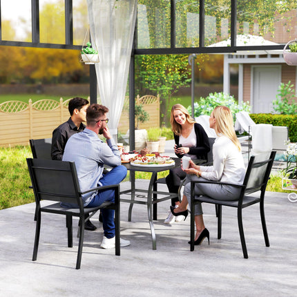 4 Seater Steel Garden Dining Table with Parasol Hole - Dark Grey