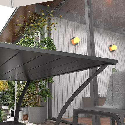 4 Seater Steel Garden Dining Table with Parasol Hole - Dark Grey