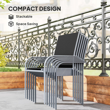 7 Piece Outdoor Garden Dining Set with Tempered Glass Table - Black