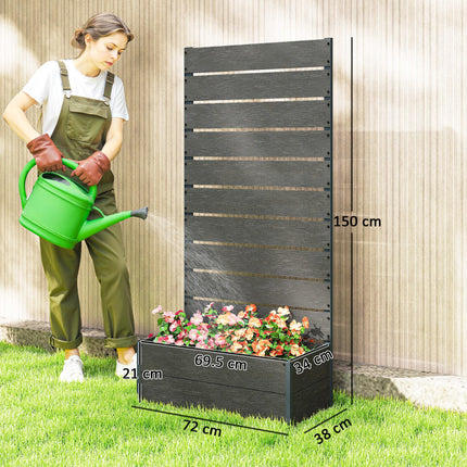 Garden Planter with Trellis and Drainage Gap 72x38x150cm - Dark Grey
