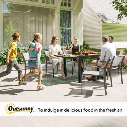 Extending Outdoor Garden Dining Table with Aluminium Frame & Tempered Glass 80-160x80x75 cm - Black Clear