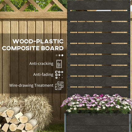 Garden Planter Box 34 x 69.5cm with Back Trellis - Black