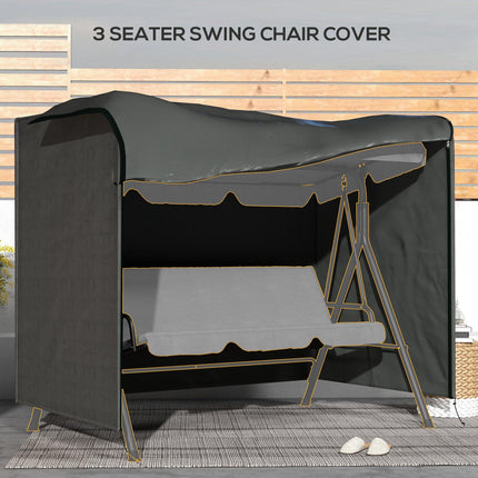 3 Seater Oxford Fabric Waterproof Patio Swing Chair Cover - Dark Grey