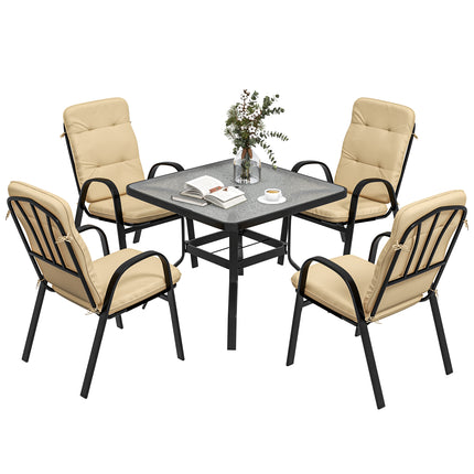 5 Piece Outdoor Garden Dining Set with Cushioned Chairs - Beige