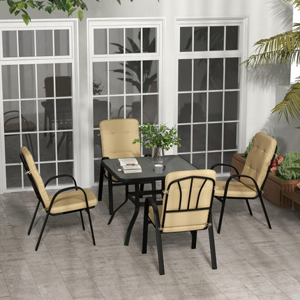 5 Piece Outdoor Garden Dining Set with Cushioned Chairs - Beige
