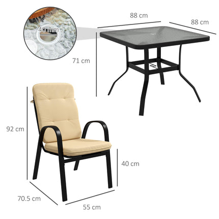 5 Piece Outdoor Garden Dining Set with Cushioned Chairs - Beige