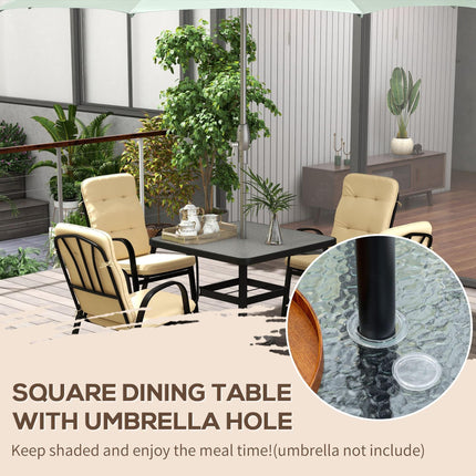 5 Piece Outdoor Garden Dining Set with Cushioned Chairs - Beige