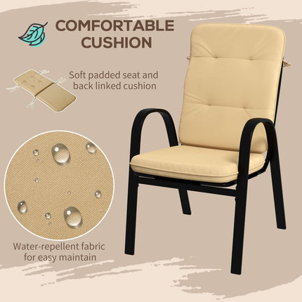 5 Piece Outdoor Garden Dining Set with Cushioned Chairs - Beige