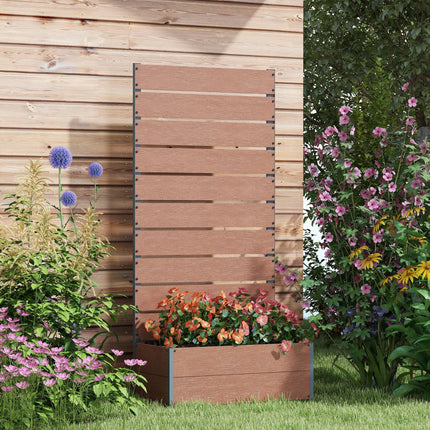 Freestanding Garden Planter with Trellis and Drainage Gap 150cm - Light Brown