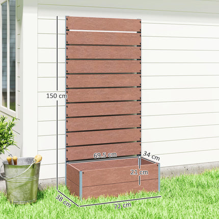 Freestanding Garden Planter with Trellis and Drainage Gap 150cm - Light Brown