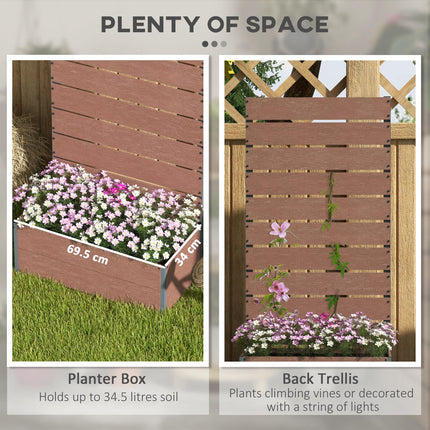 Freestanding Garden Planter with Trellis and Drainage Gap 150cm - Light Brown