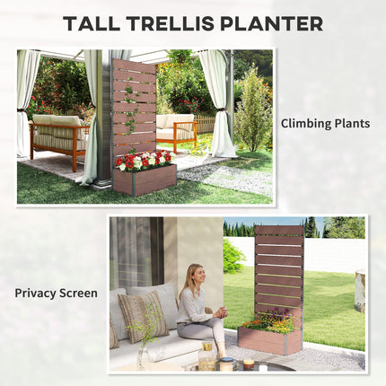 Freestanding Garden Planter with Trellis and Drainage Gap 150cm - Light Brown