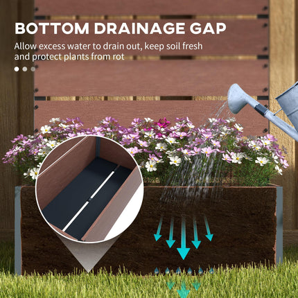 Freestanding Garden Planter with Trellis and Drainage Gap 150cm - Light Brown