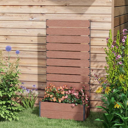 Freestanding Garden Planter with Trellis and Drainage Gap 150cm - Light Brown