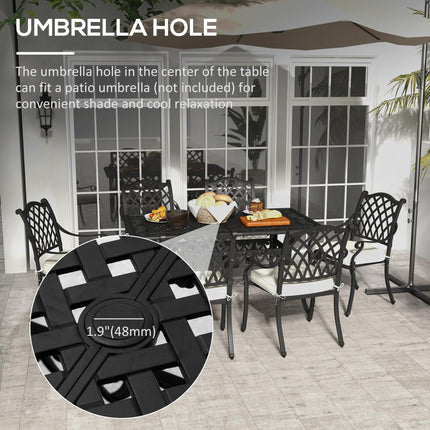 7 Piece Aluminium Patio Dining Set with Umbrella Hole - Black