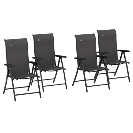 4 Piece Outdoor Folding Rattan Chair Set with Adjustable Backrest - Black