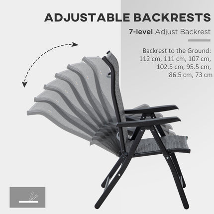 4 Piece Outdoor Folding Rattan Chair Set with Adjustable Backrest - Black