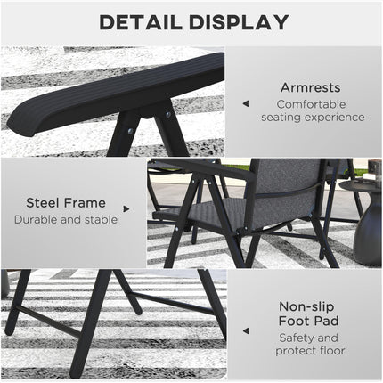 4 Piece Outdoor Folding Rattan Chair Set with Adjustable Backrest - Black
