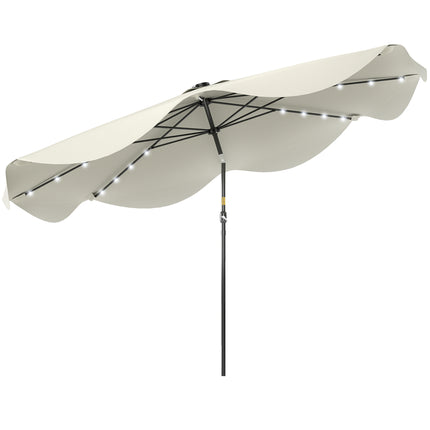 3 Metre Solar Patio Umbrella with LED Lights and Tilt Mechanism - Cream White