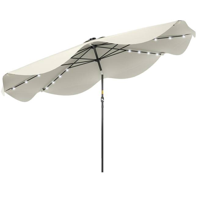 3 Metre Solar Patio Umbrella with LED Lights and Tilt Mechanism - Cream White